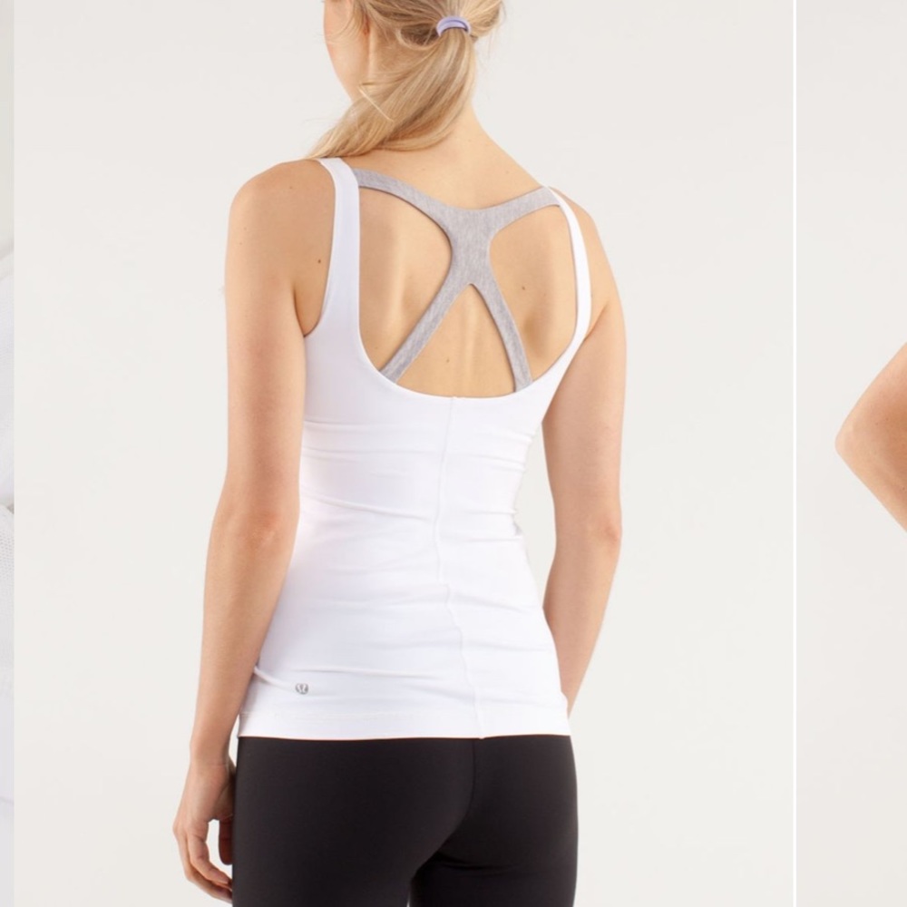 Lululemon Optimal Tank White/Grey Size 8 EUC